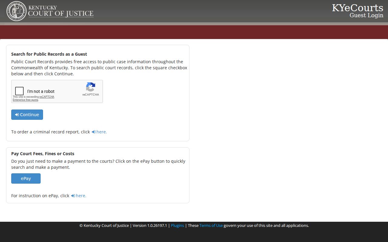 Guest CourtNet search for Estill County criminal court cases