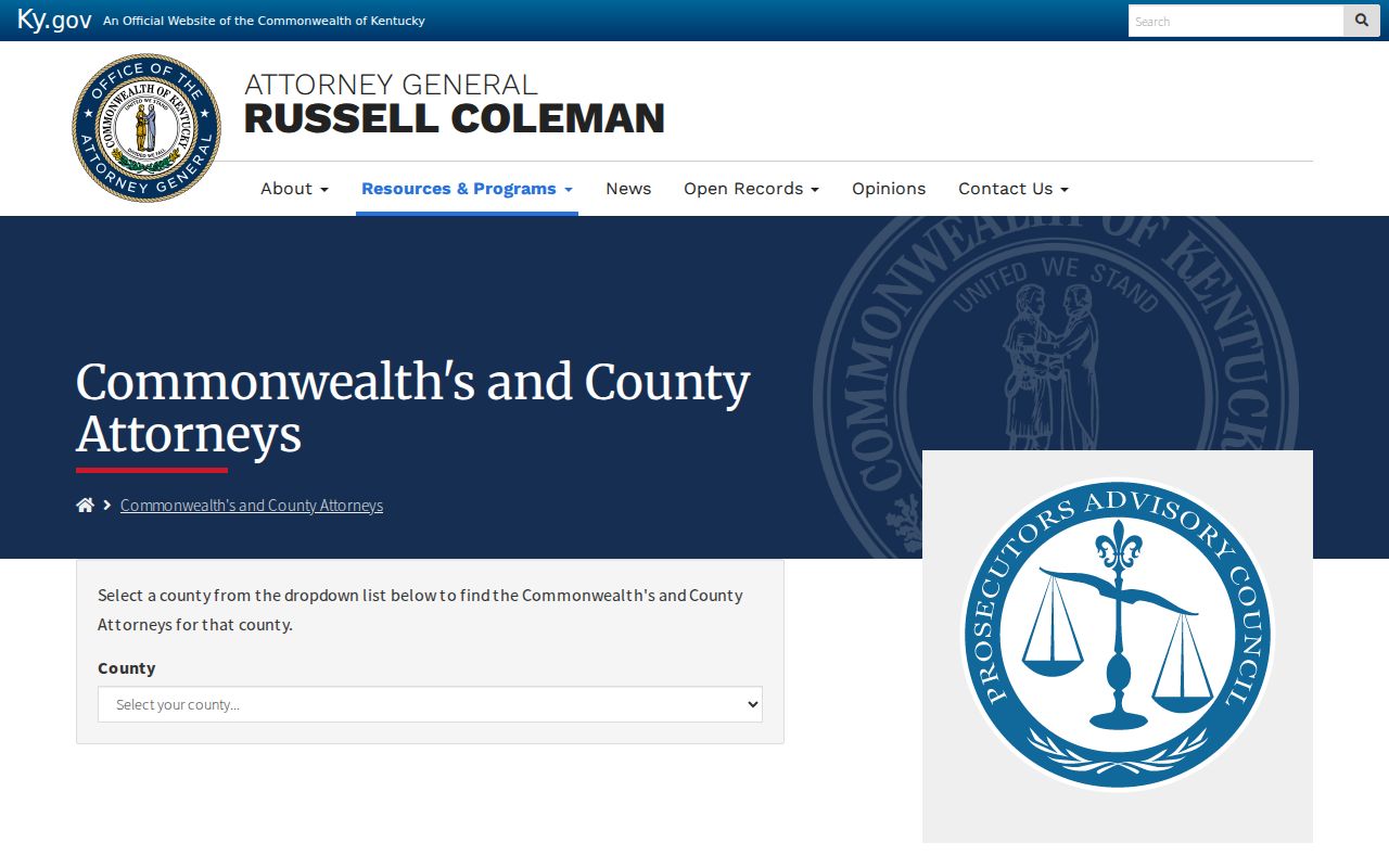Commonwealth attorney directory for Estill County criminal cases