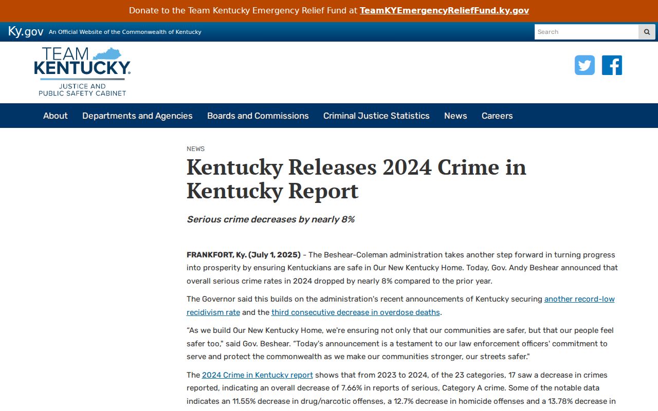 Official Kentucky crime report source for Estill County criminal records