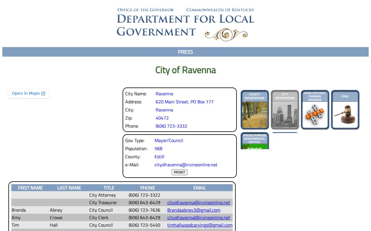 Ravenna criminal history official city contact profile